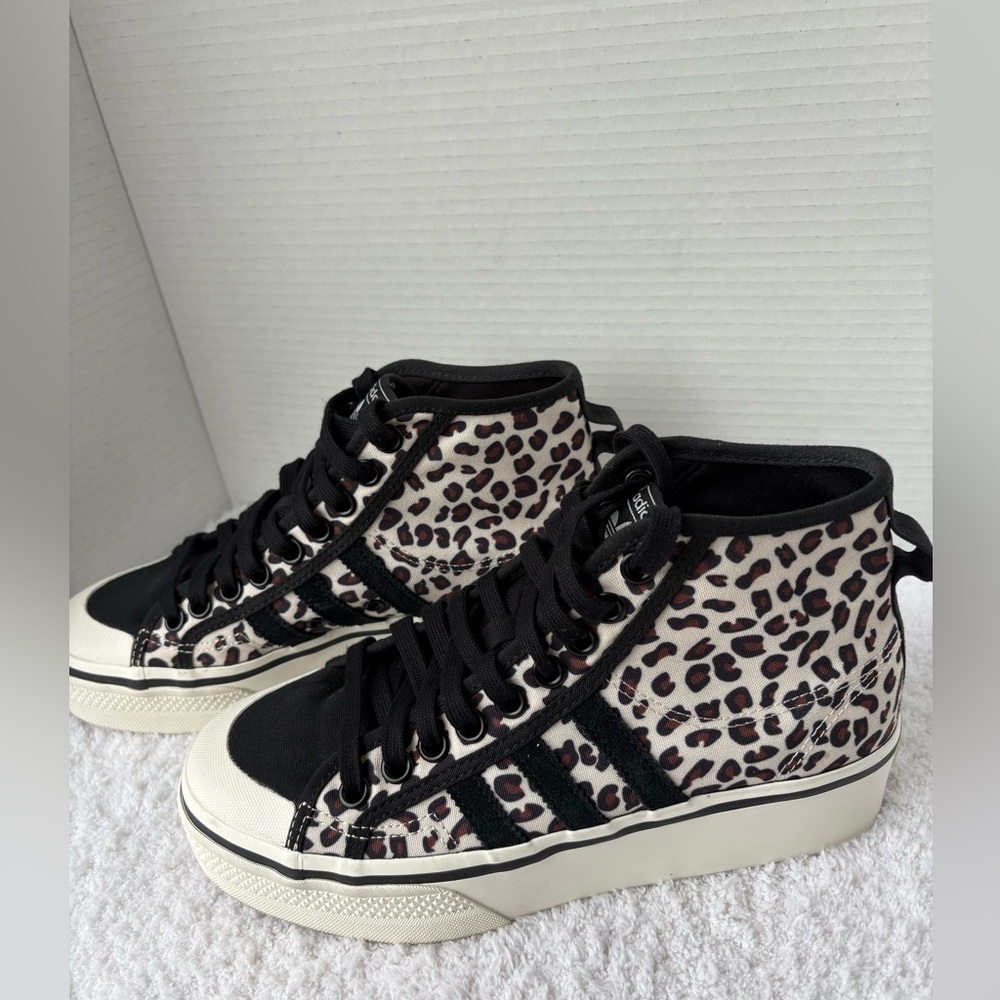 Adidas Nizza Platform Mid Leopard Cheetah Print Sneakers Womens Size 8
